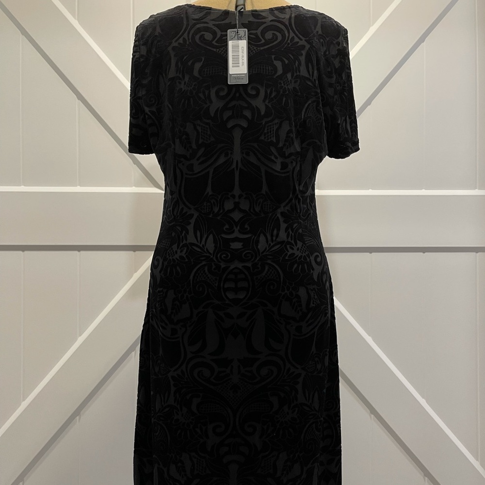 NWT brocade cut velvet midnight blue short sleeve - Picture 10 of 12